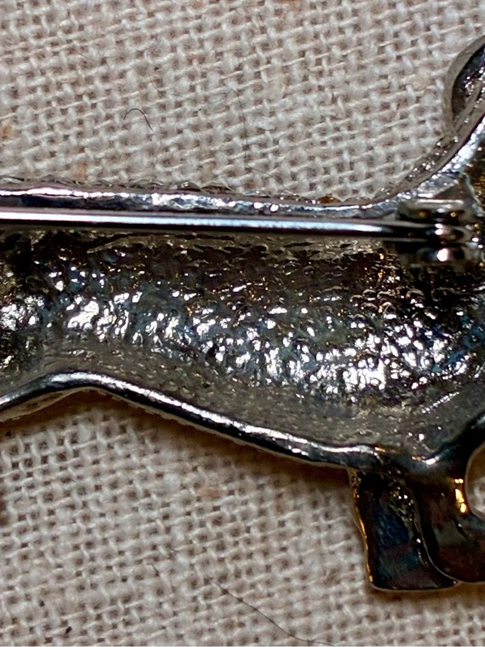 Crystal Dachshund Dog Brooch - Silver Rhinestone Accent